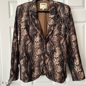 L'AGENCE Snake Print Blazer - Black and Brown Size 12